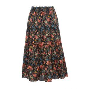 SOLD - The Great Day Dream Midi Skirt Womens 1 Small Black Pink Floral